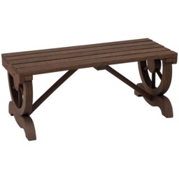 Outsunny Wooden Wheel Bench Rustic Outdoor Patio Garden Seat 2-Person Brown Brown