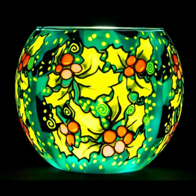 Milford Collection Tealight Holder Glass Nightlight Holly