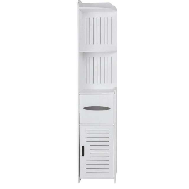 Living and Home Narrow Bathroom Corner Storage Cabinet with Standing Shelf