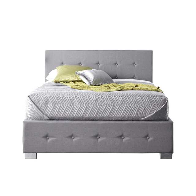 Side Opening Ottoman Storage in Grey Linen, King