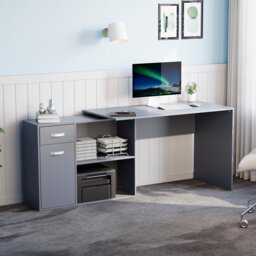 Vida Designs Longton Adjustable Computer Desk Home Office Workstation, Grey