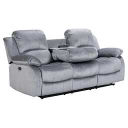 Chenille Fabric Grey 3 Seater Electric Recliner Sofa VALENCIA