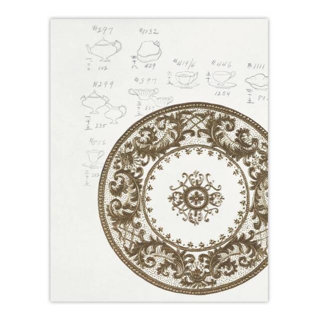 "Vintage Filigree Design For Plate Kitchen Wall Art Print Noritake 12x16"""
