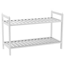 Wooden Bamboo Shoe Rack Stackable Storage Hallway Organiser Stand White Set of 1