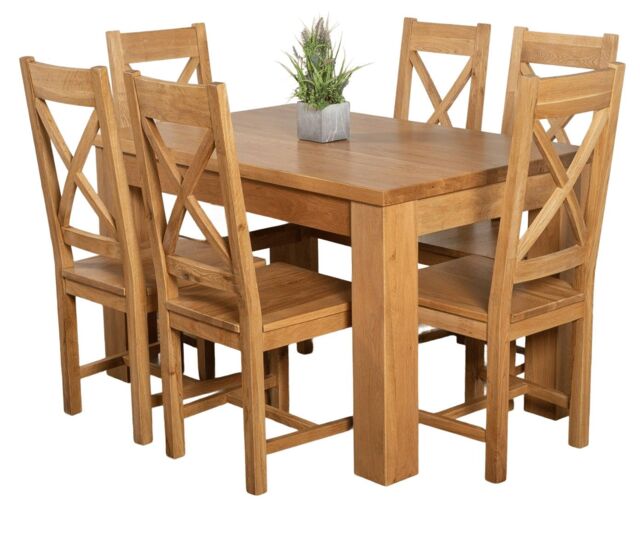 Dakota 127 x 82cm Oak Small Dining Table and 6 Berkeley Chairs Brown Brown