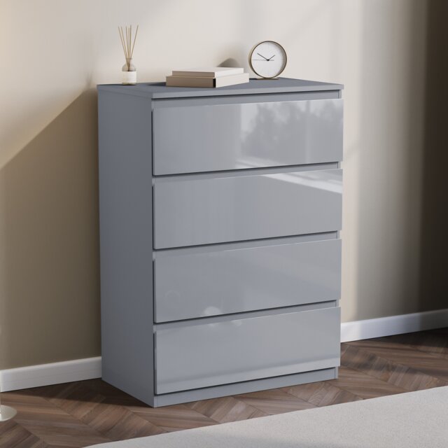 Vida Designs Glinton 4 Drawer Chest of Drawers Bedroom Storage, 100% FSC, Grey