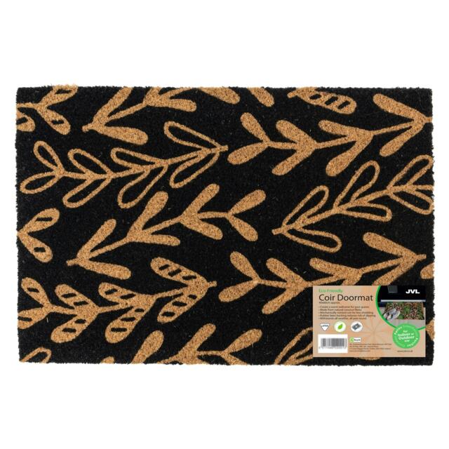 JVL Latex Backed Coir Entrance Doormat, 40x60cm - Sycamore