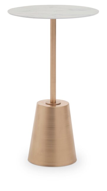 Avola White Marble Effect Top Gold Base Side Table Gold