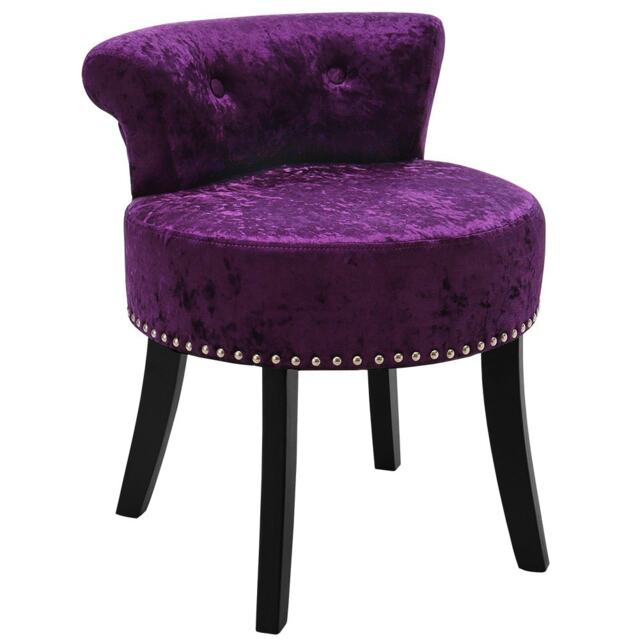 Living and Home Velvet Vanity Chair Padded Dressing Stool, Purple
