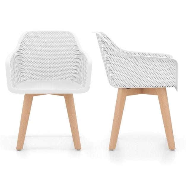 COSTWAY Set of 2 Modern Plastic Dining Chairs-White