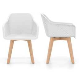 COSTWAY Set of 2 Modern Plastic Dining Chairs-White