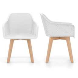 COSTWAY Set of 2 Modern Plastic Dining Chairs-White