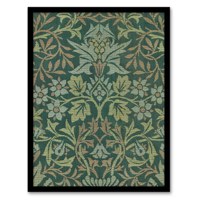 "Flower Garden Textile Vintage Framed Wall Art Print William Morris 12x16"""