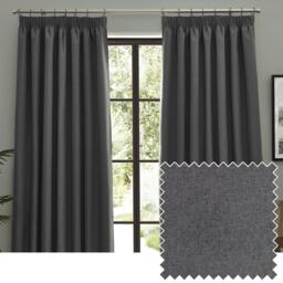 furn. Dawn Blackout Charcoal Pencil Pleat Curtains (W)168cm x (D)137cm Multi