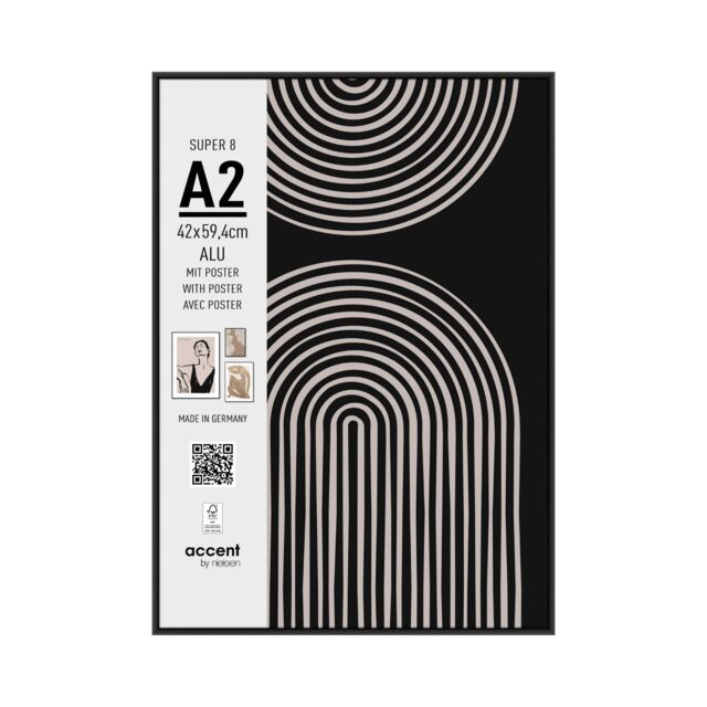 Accent by Nielsen Super 8 Aluminium Picture Frame with Art Print - Black - A2 (42x59.4cm)