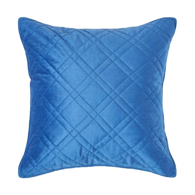Homescapes Luxury Navy Blue Quilted Velvet Cushion Cover Geometric Paragon Diamond Pattern - 45 x 45 cm Blue Navy 45 x 45 cm