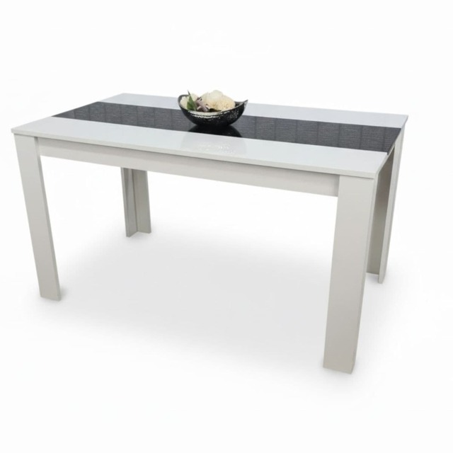 Dining Table Wood Kitchen Place for 4 Seats, Dining Table Only (White and Black H 75 x L 117 x W 77 cm)
