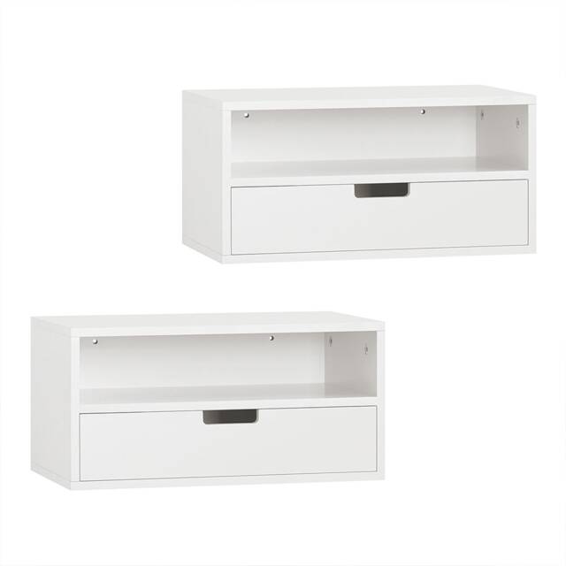 Nightstand with 1 Drawer and 1 Shelf 17.7x9.8x8.7 inch Load Capacity 20 kg NKD03-WX2 - White