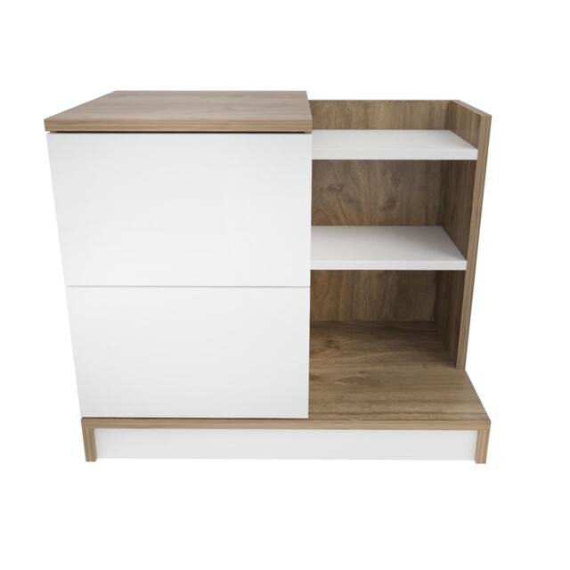 Decorotika Rena Nightstand Table with Drawers and Shelves - 72 cm W x 60 cm H x 25,7 cm D
