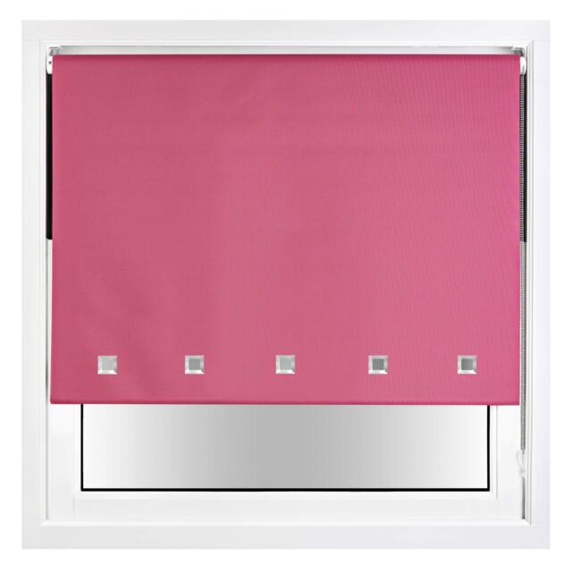 FURNISHED Blackout Roller Blind with Square Eyelets and Metal Fittings Easy Fit Window Shade Pink Fuchsia (W) 50cm x (L) 210cm