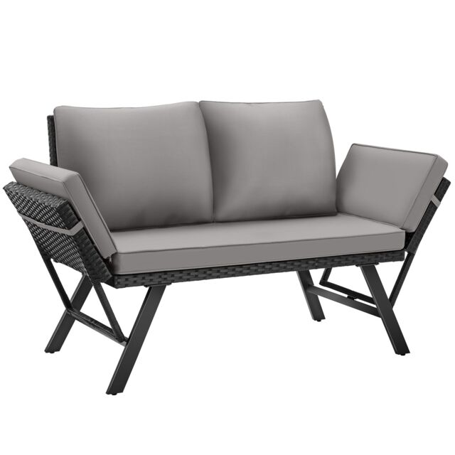 Garden Sofa Sintra - multi-functional, UV and weather resistant Black light grey/black 61 x 157 x 89 cm 1