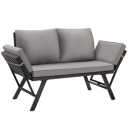 Garden Sofa Sintra - multi-functional, UV and weather resistant Black light grey/black 61 x 157 x 89 cm 1