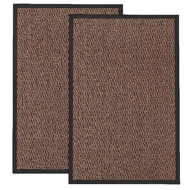 KAV Washable Door Mat Dirt Trapper Durable Non-Slip Barrier Mats Perfect Dust Absorbent Rug(40x60)cm, (1.31x1.97)Ft Brown/Black