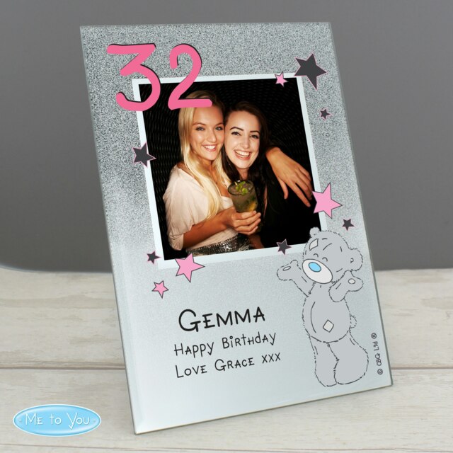 Personalised Me To You Sparkle & Shine 4x4 Glitter Glass Photo Frame Silver One Size