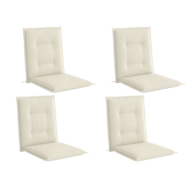 Outsunny Set of 4 Garden Chair Cushions, Outdoor Seat Pads, White White White 1