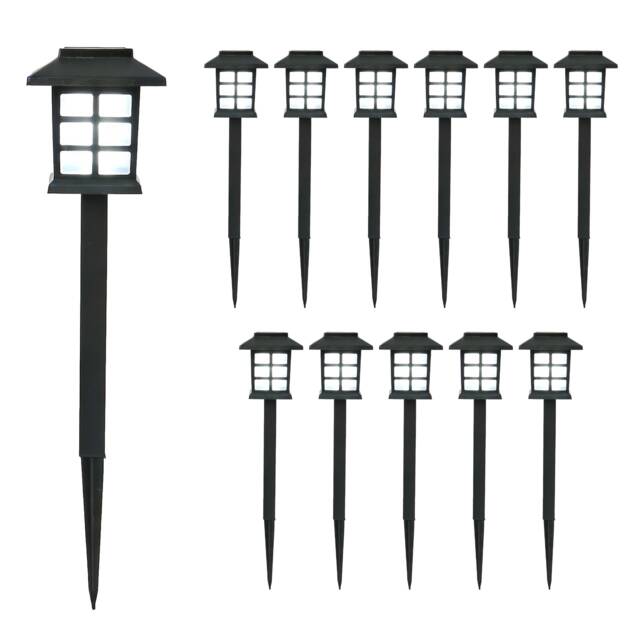 Gardenwize 12 Pack Solar Pathway Lights Warm White LED