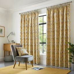Skandi Pencil Pleat Curtains - Ochre - 167 cm x 229 cm