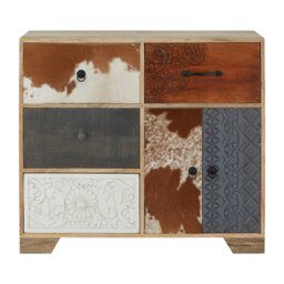 Mango Wood Tall Sideboard,Storage Cabinet With Four Drawers,Tall Display Cabinet,Eco-friendly Media Unit Multi
