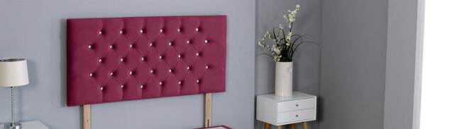 "Maroon Plush Velvet Chesterfield Headboard Multi 5FT King 20""inch Headboard"