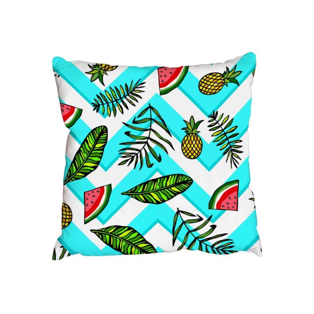 Green leaves and pineapple and watermelon (Outdoor Cushion)