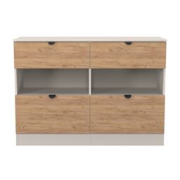 Norway 4 Drawer Open Midi Chest in Gold Craft Oak & Kashmir (Ready Assembled) Brown Gold Craft Oak & Kashmir