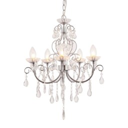 Tabitha 5 Light Bathroom Ceiling Pendant Light Chrome, Clear Crystal (K9) Glass Detail IP44, G9