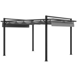 Outsunny 3 x 4m Pergola with Retractable Roof and Aluminium Frame, Grey Grey