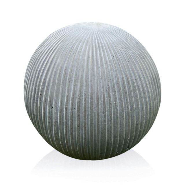 Vertical Ribbed Grey Outdoor Garden Decorative Ball D40 cm