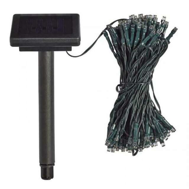 Solar Powered 100 LED String Lights- Warm White Green 1