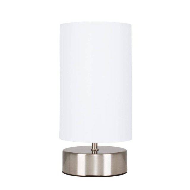 ValueLights Francis Chrome Touch Table Lamp White Shade White
