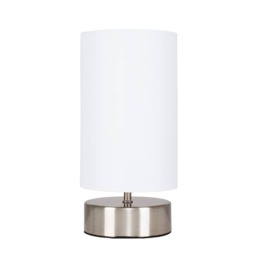 ValueLights Francis Chrome Touch Table Lamp White Shade White