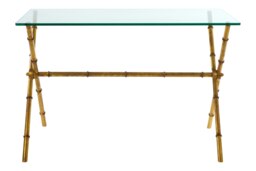 Orsina Unique Design Console Table, Elegant Console Table With Drawers For Livingroom, Glass Top Console Table