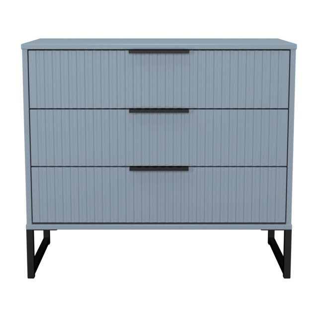 Menai 3 Drawer Chest of Drawers in Denim Blue (Ready Assembled) Blue Denim Blue