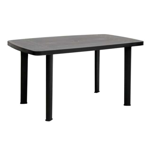 Plastic Large Outdoor Dining Garden Table Black 1