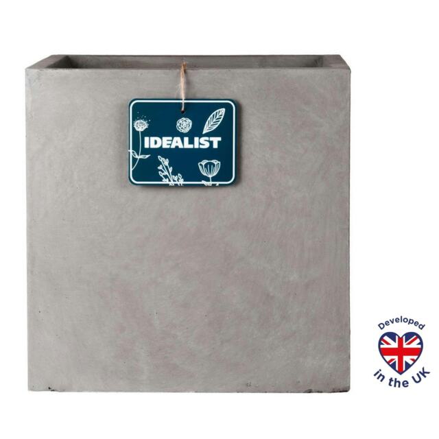 Square Box Grey Light Concrete Garden Planter H40 L40 W40 cm, 65 ltrs Cap.