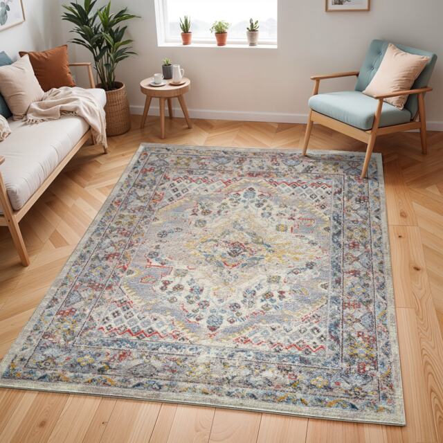 LIVABLISS Ankara-Vintage Traditional Boho Rug 120 x 170 cm Taupe Grey Cream