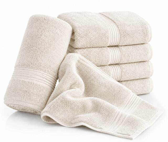 Nod Off 500GSM Egyptian Ring Spun Cotton Bath Sheet 80x140cm Cream Pack of 2
