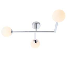 Riomaggiore Bathroom 3 Light Ceiling Semi Flush Chrome Plate & Matt Opal Glass IP44