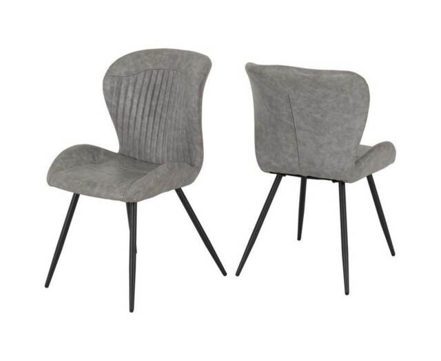 Quebec Chair (Box of 4) - L62 x W51 x H90.5 cm - Grey Faux Leather Grey