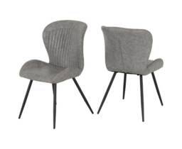 Quebec Chair (Box of 4) - L62 x W51 x H90.5 cm - Grey Faux Leather Grey